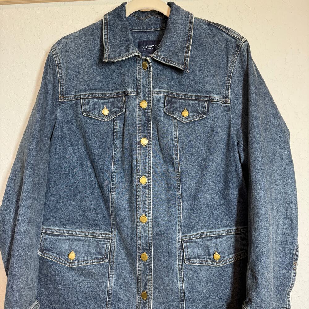 Women's Jones‎ New York Denim Blue Jean Barn Chore Button Front Jacket Size IX - Picture 3 of 10